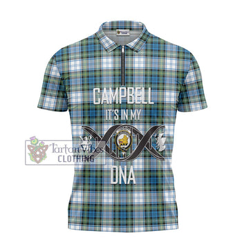 Campbell Dress Ancient Tartan Zipper Polo Shirt with Family Crest DNA In Me Style