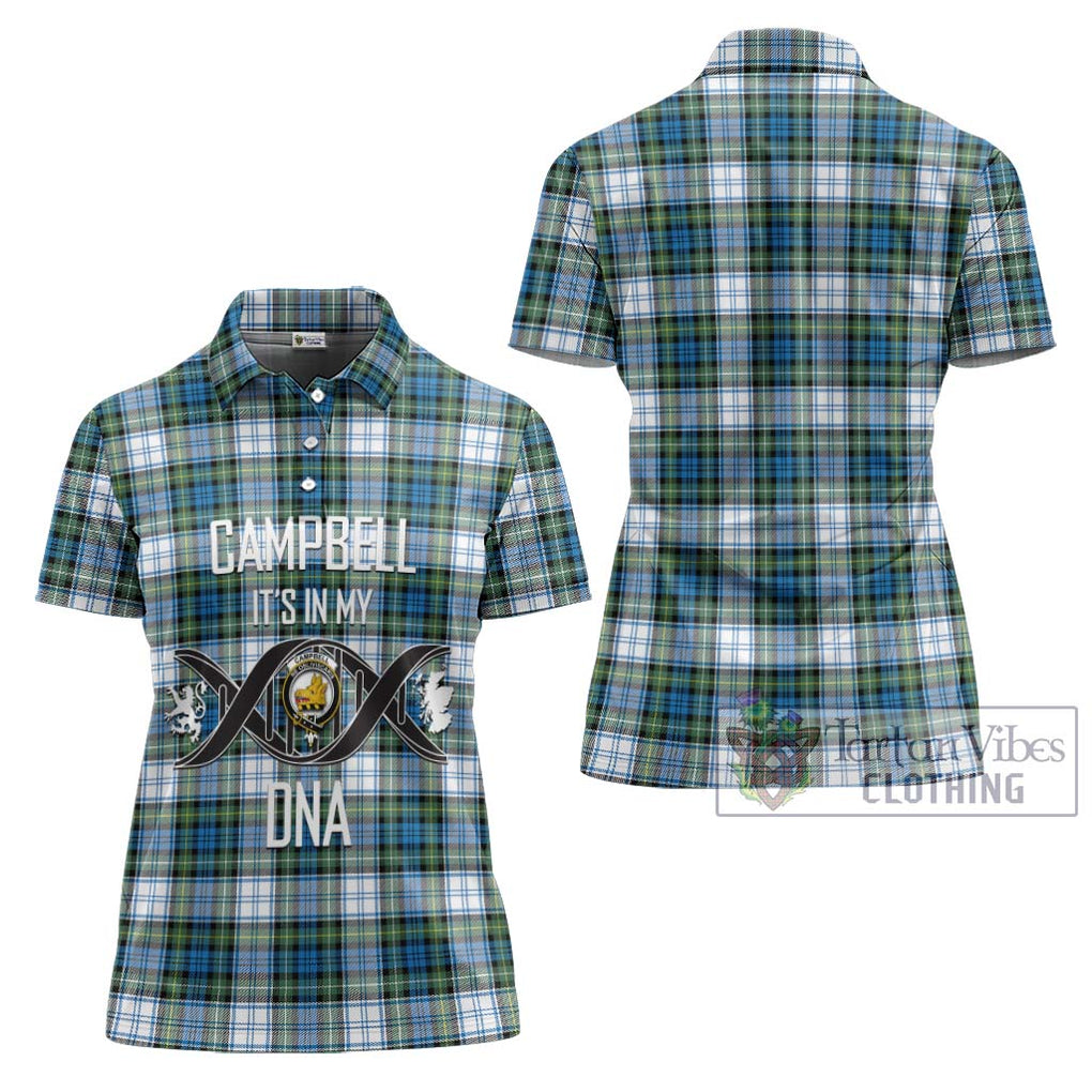 Campbell Dress Ancient Tartan Women's Polo Shirt with Family Crest DNA In Me Style - Tartanvibesclothing Shop