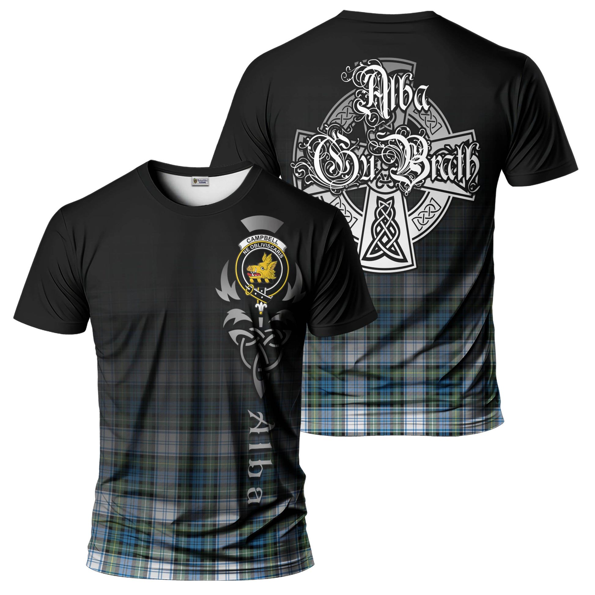 Tartan Vibes Clothing Campbell Dress Ancient Tartan T-Shirt Featuring Alba Gu Brath Family Crest Celtic Inspired