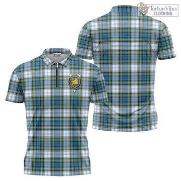 Campbell Dress Ancient Tartan Zipper Polo Shirt with Family Crest