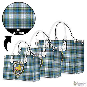 Campbell Dress Ancient Tartan Luxury Leather Handbags with Family Crest