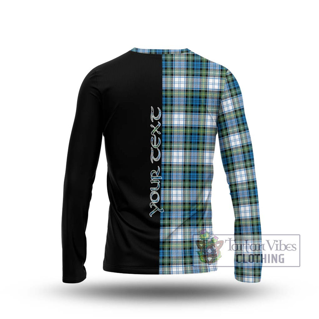 Campbell Dress Ancient Tartan Long Sleeve T-Shirt with Family Crest and Half Of Me Style - Tartanvibesclothing Shop