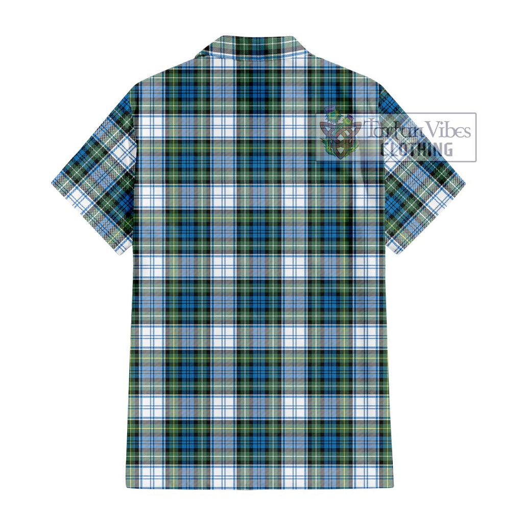 Campbell Dress Ancient Tartan Short Sleeve Button Shirt with Family Crest DNA In Me Style - Tartanvibesclothing Shop