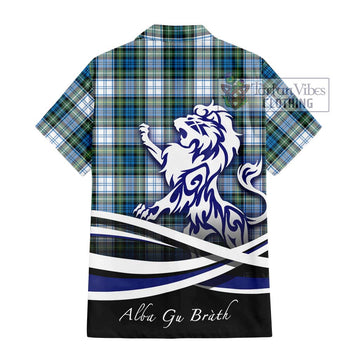 Campbell Dress Ancient Tartan Short Sleeve Button Shirt with Alba Gu Brath Regal Lion Emblem