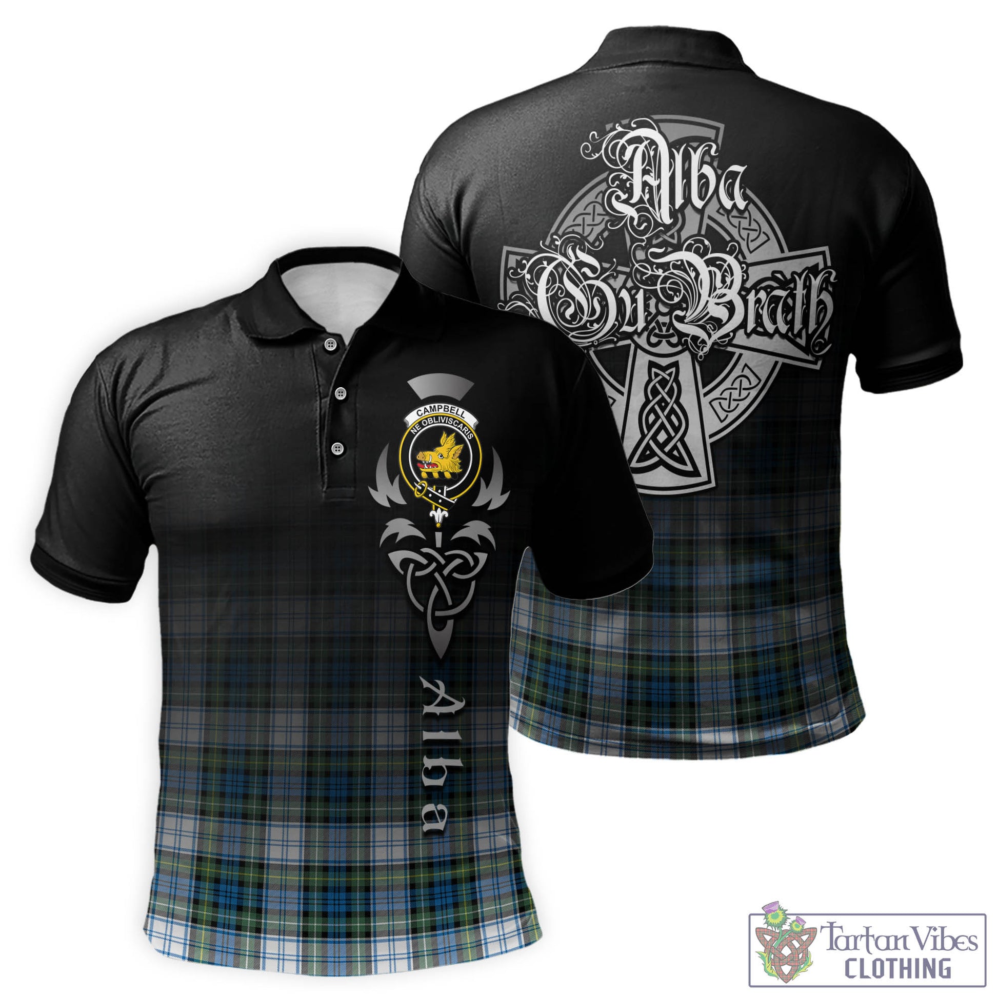 Tartan Vibes Clothing Campbell Dress Ancient Tartan Polo Shirt Featuring Alba Gu Brath Family Crest Celtic Inspired