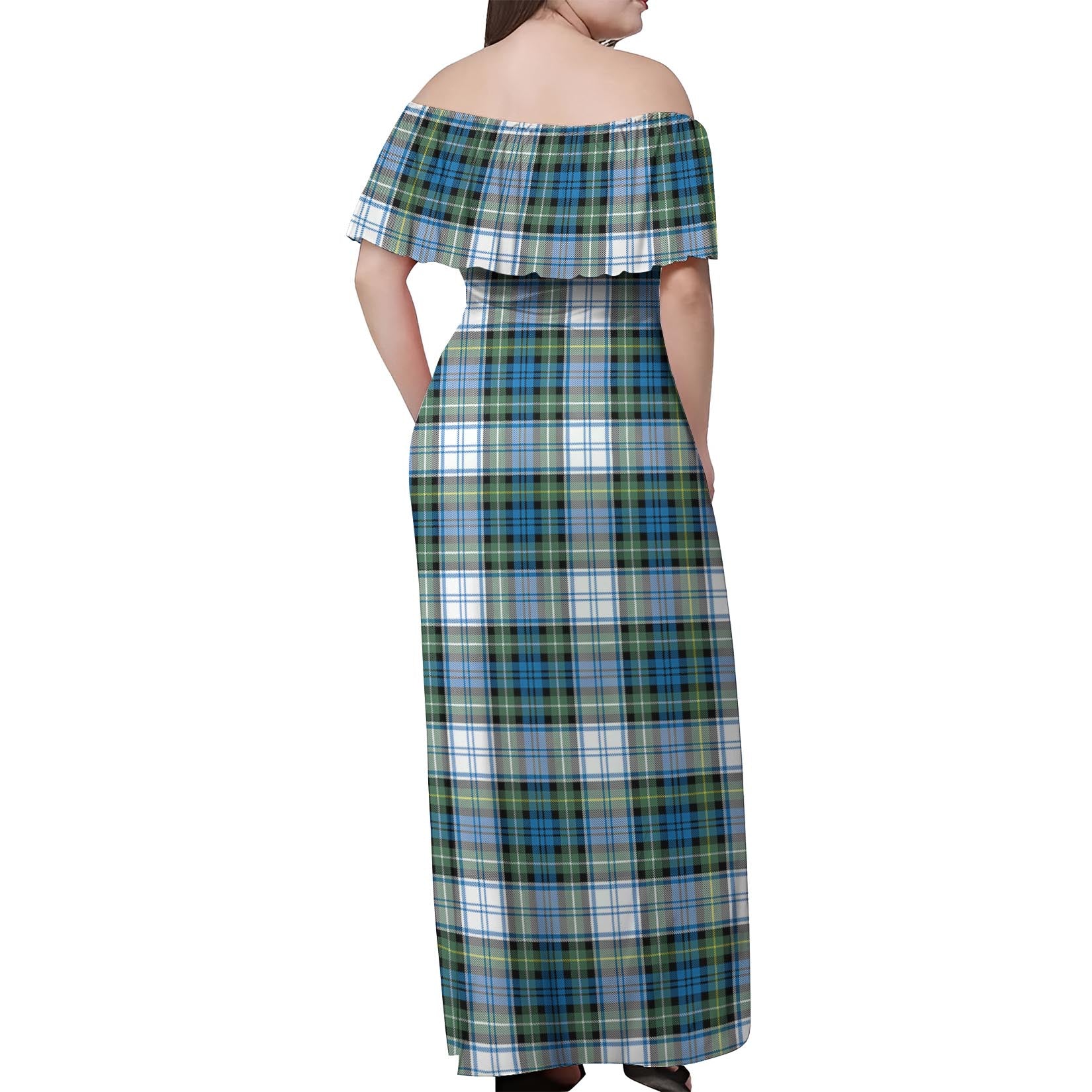 Campbell Dress Ancient Tartan Off Shoulder Long Dress - Tartanvibesclothing