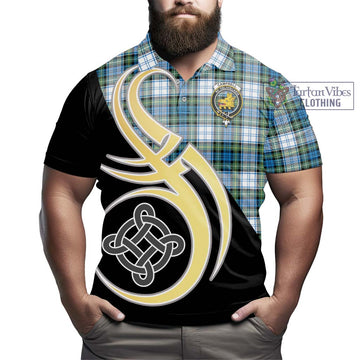 Campbell Dress Ancient Tartan Polo Shirt with Family Crest and Celtic Symbol Style