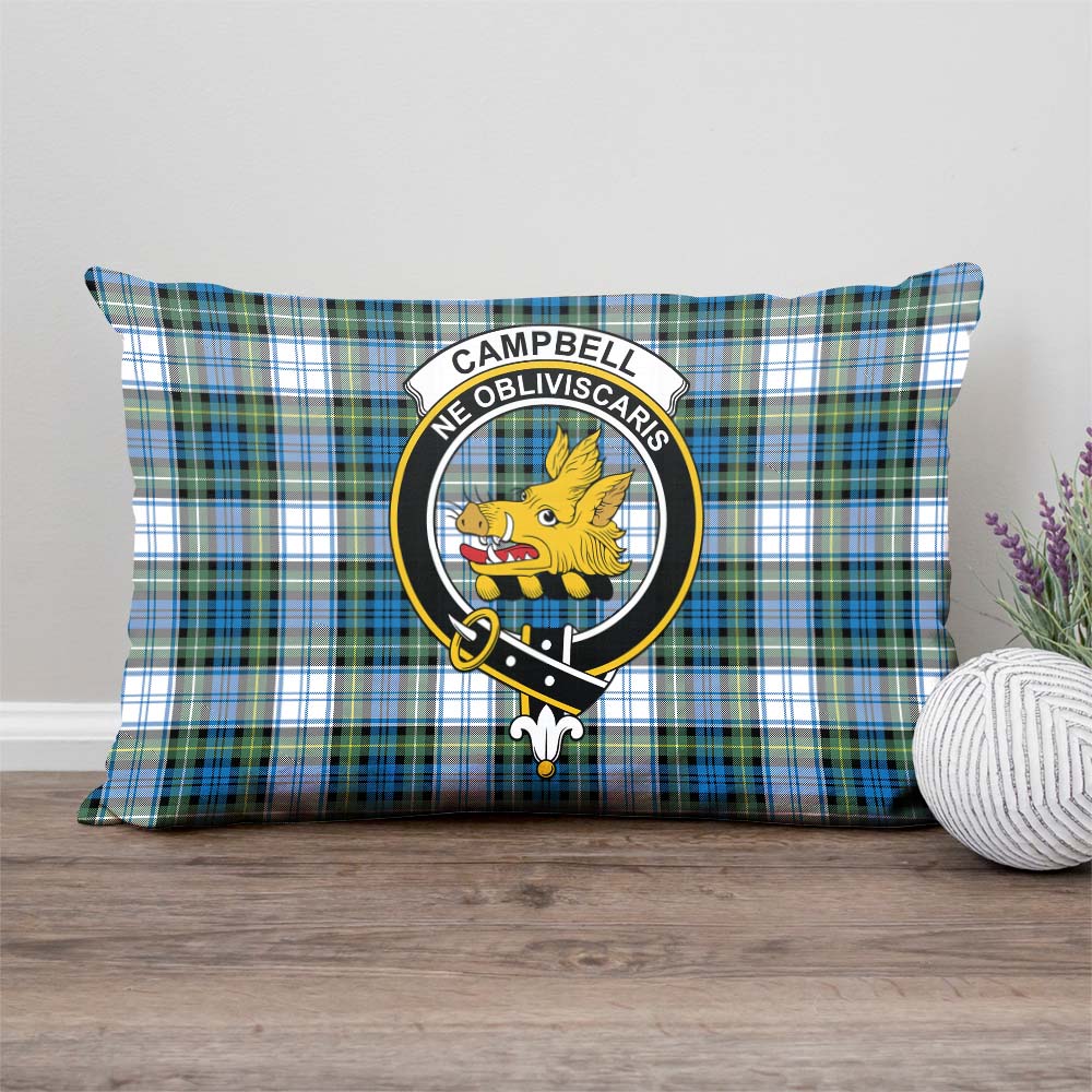 Campbell Dress Ancient Tartan Pillow Cover with Family Crest Rectangle Pillow Cover - Tartanvibesclothing