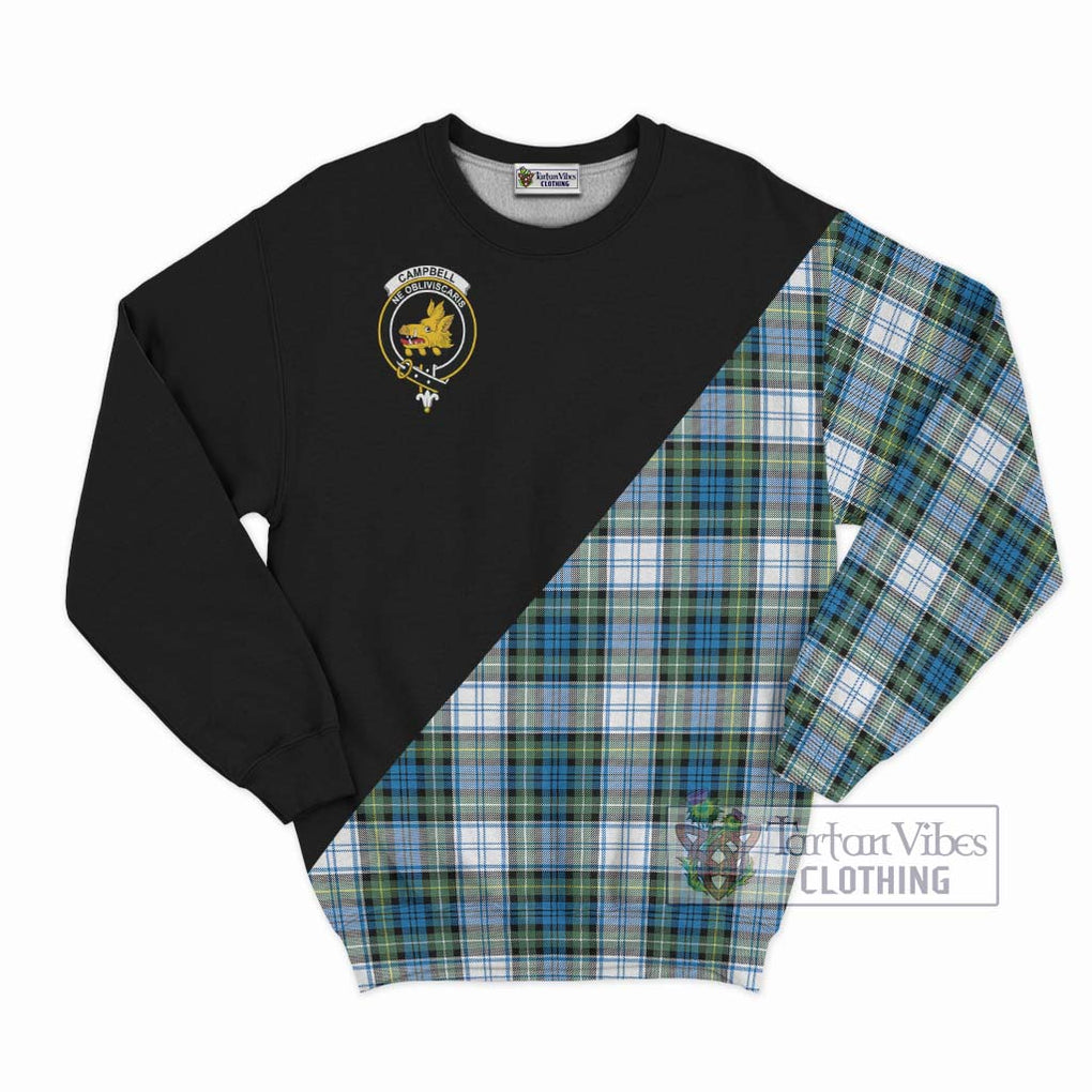 Campbell Dress Ancient Tartan Sweatshirt with Family Crest and Military Logo Style - Tartanvibesclothing Shop