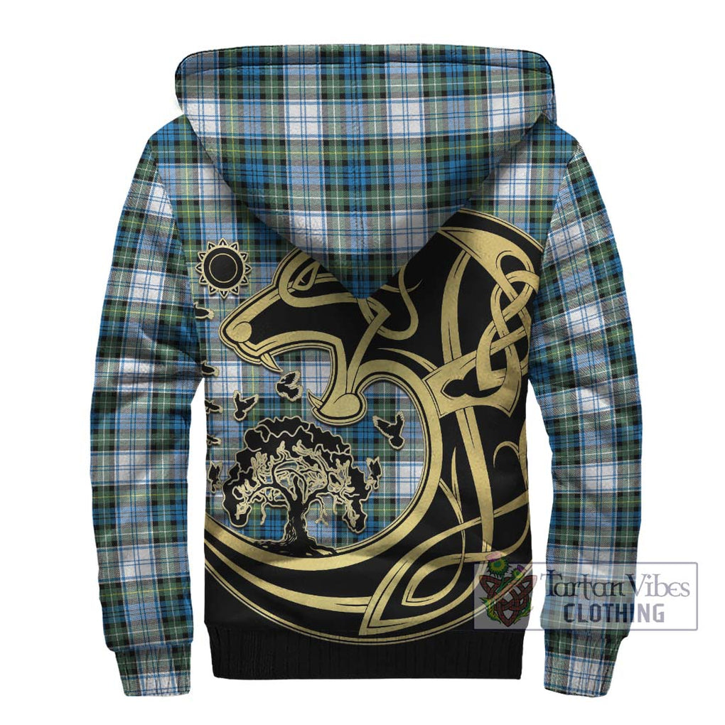 Campbell Dress Ancient Tartan Sherpa Hoodie with Family Crest Celtic Wolf Style - Tartan Vibes Clothing