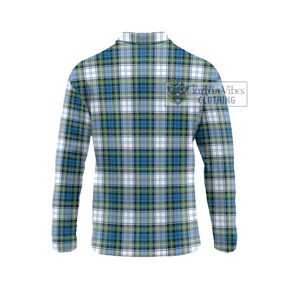 Campbell Dress Ancient Tartan Long Sleeve Polo Shirt with Family Crest DNA In Me Style - Tartanvibesclothing Shop