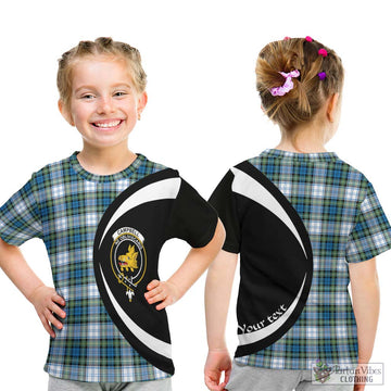 Campbell Dress Ancient Tartan Kid T-Shirt with Family Crest Circle Style