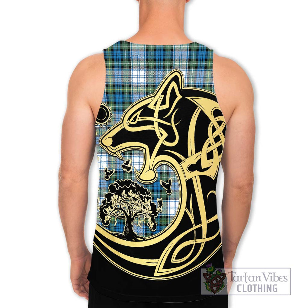 Campbell Dress Ancient Tartan Men's Tank Top with Family Crest Celtic Wolf Style - Tartan Vibes Clothing