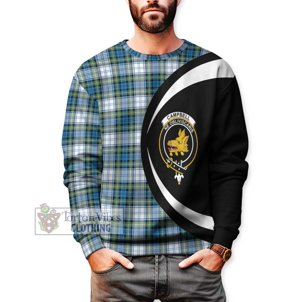 Campbell Dress Ancient Tartan Sweatshirt with Family Crest Circle Style - Tartan Vibes Clothing