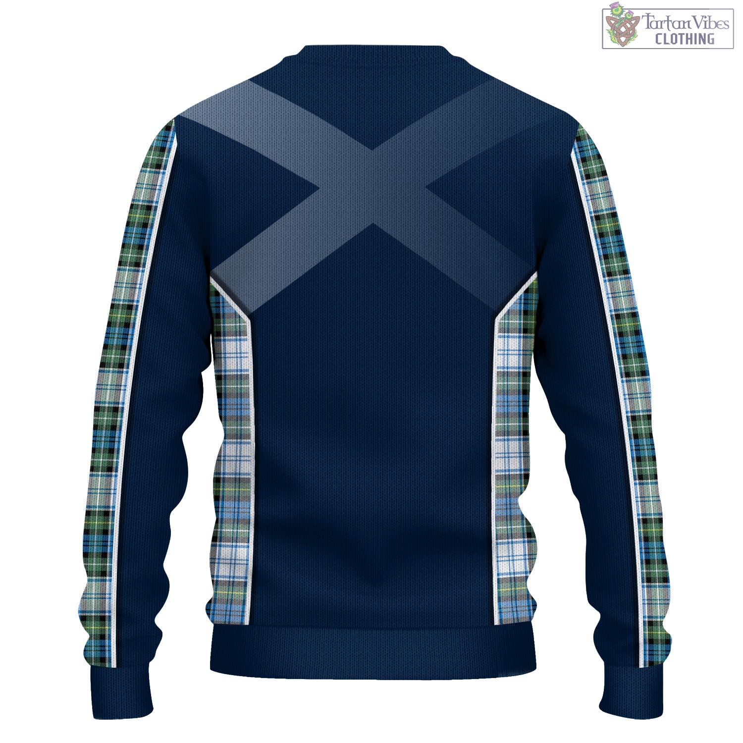 Tartan Vibes Clothing Campbell Dress Ancient Tartan Knitted Sweatshirt with Family Crest and Scottish Thistle Vibes Sport Style