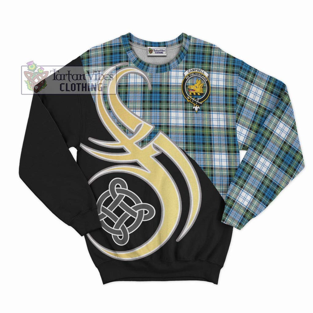 Campbell Dress Ancient Tartan Sweatshirt with Family Crest and Celtic Symbol Style - Tartan Vibes Clothing