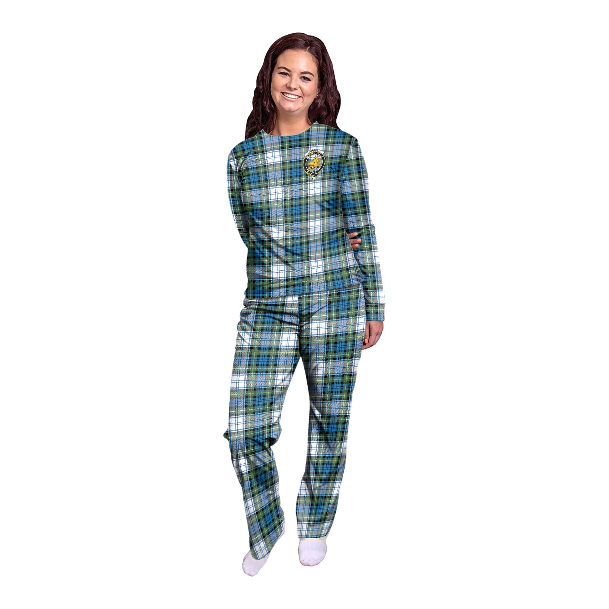 Campbell Dress Ancient Tartan Pajamas Family Set with Family Crest - Tartan Vibes Clothing