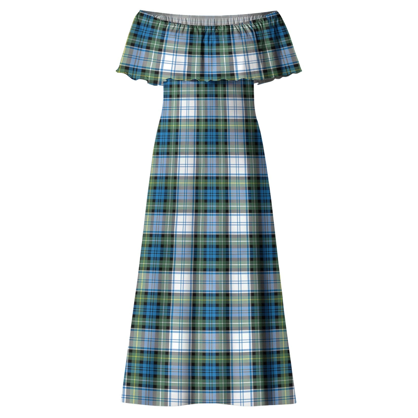 Campbell Dress Ancient Tartan Off Shoulder Long Dress - Tartanvibesclothing