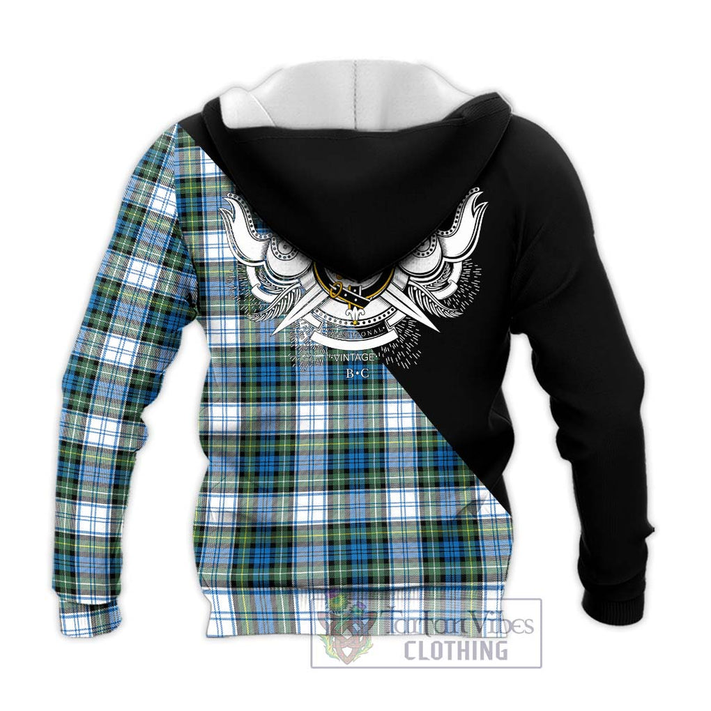 Campbell Dress Ancient Tartan Knitted Hoodie with Family Crest and Military Logo Style - Tartanvibesclothing Shop