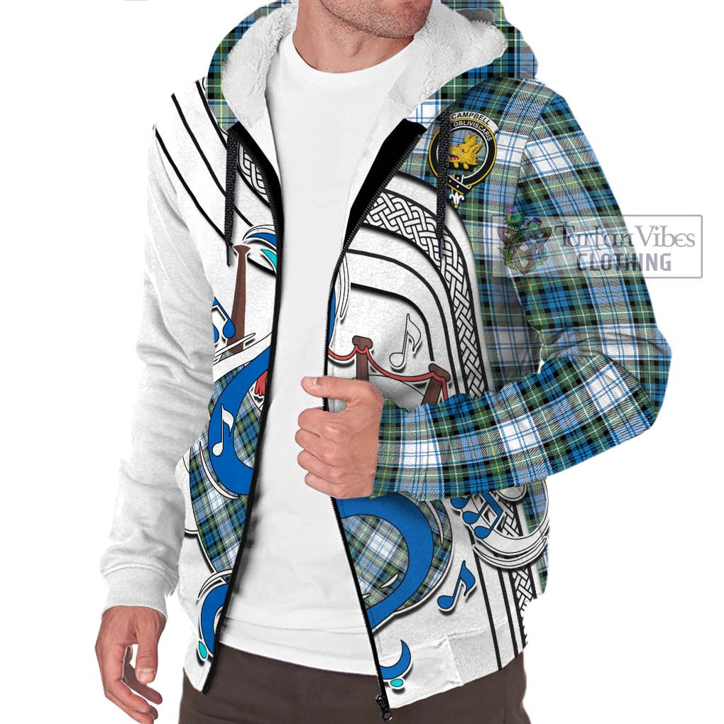 Campbell Dress Ancient Tartan Sherpa Hoodie with Epic Bagpipe Style Unisex - Tartanvibesclothing Shop