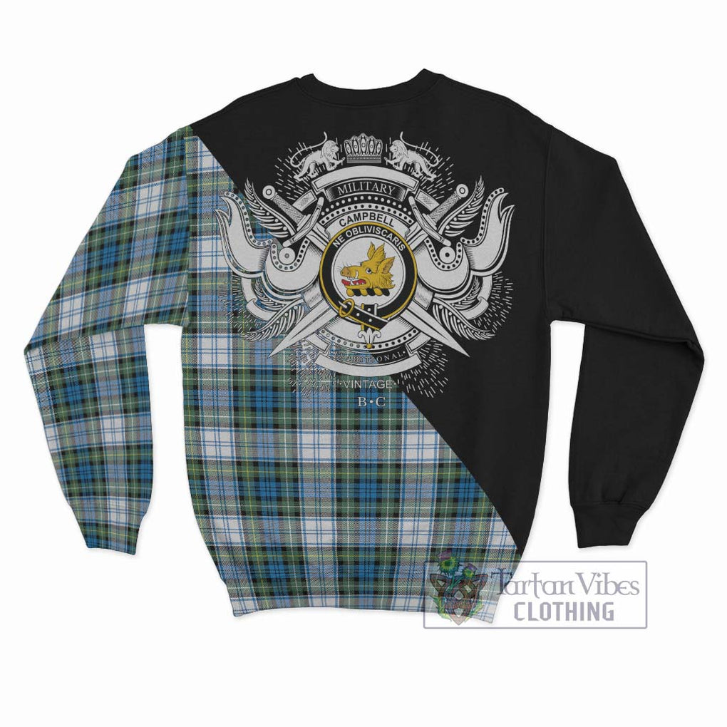 Campbell Dress Ancient Tartan Sweatshirt with Family Crest and Military Logo Style - Tartanvibesclothing Shop