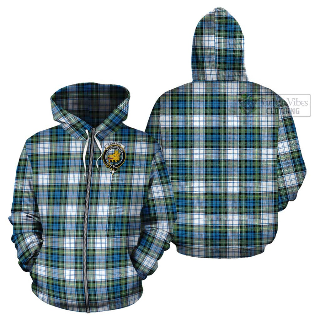 Campbell Dress Ancient Tartan Cotton Hoodie with Family Crest Zip Hoodie - Tartan Vibes Clothing