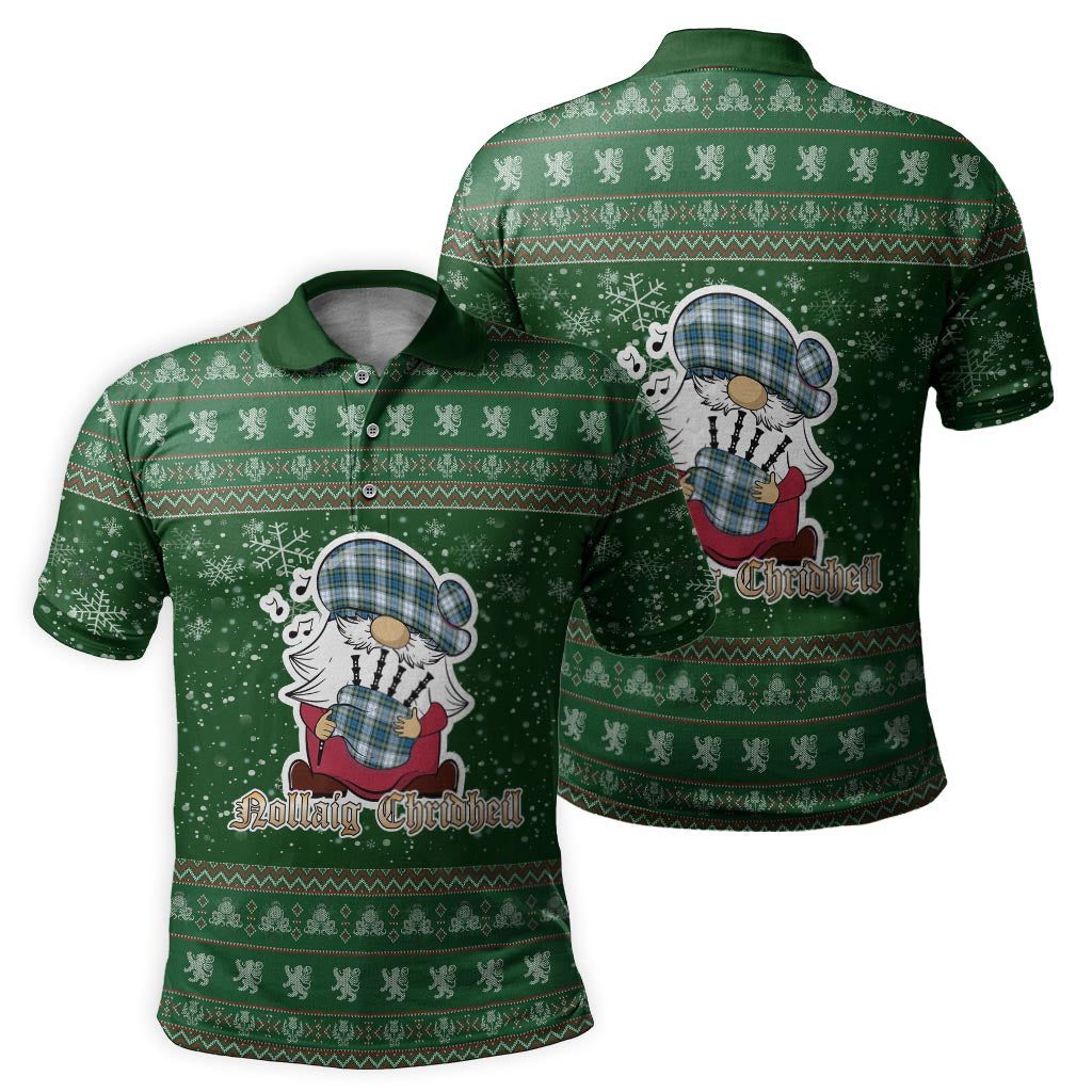 Campbell Dress Ancient Clan Christmas Family Polo Shirt with Funny Gnome Playing Bagpipes - Tartanvibesclothing