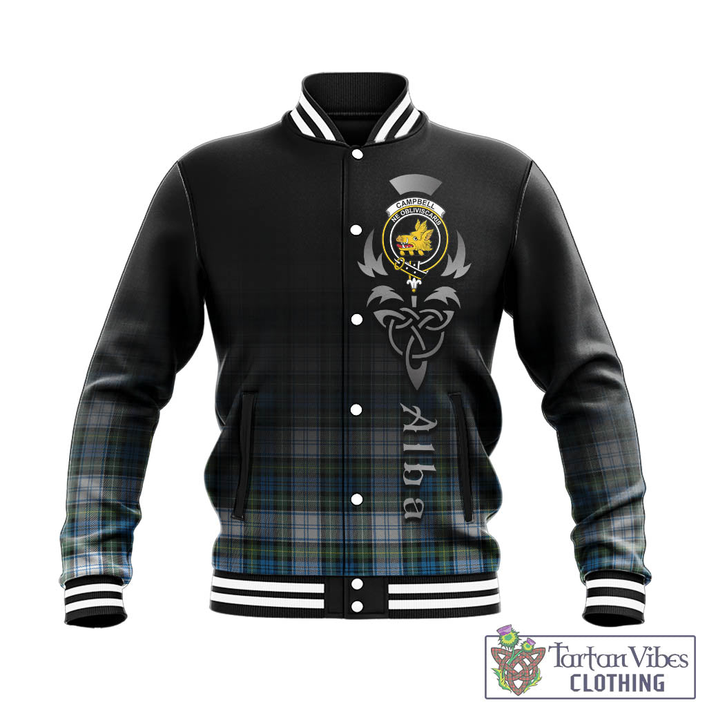 Tartan Vibes Clothing Campbell Dress Ancient Tartan Baseball Jacket Featuring Alba Gu Brath Family Crest Celtic Inspired