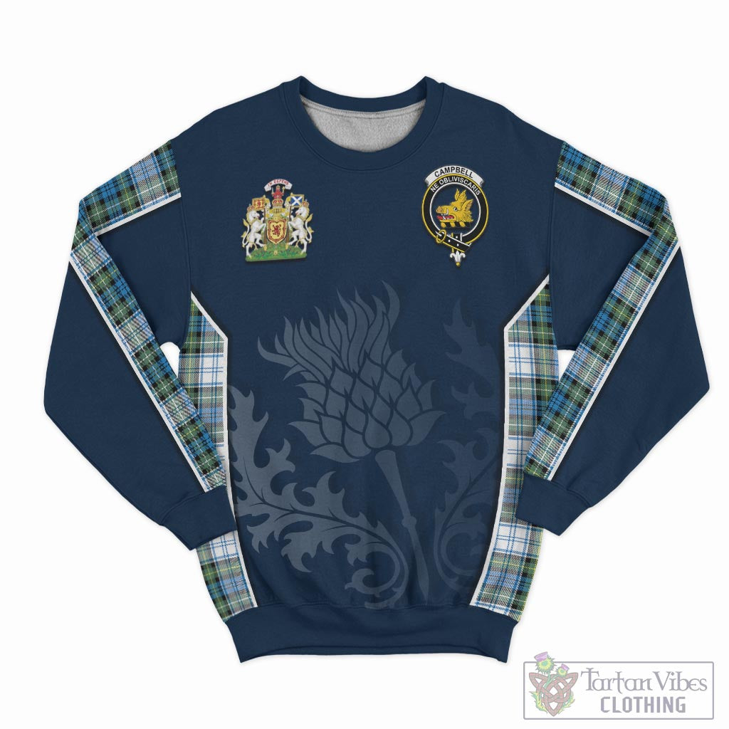 Tartan Vibes Clothing Campbell Dress Ancient Tartan Sweatshirt with Family Crest and Scottish Thistle Vibes Sport Style