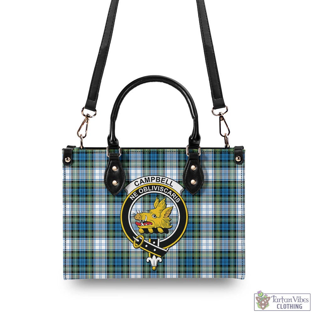 Tartan Vibes Clothing Campbell Dress Ancient Tartan Luxury Leather Handbags with Family Crest