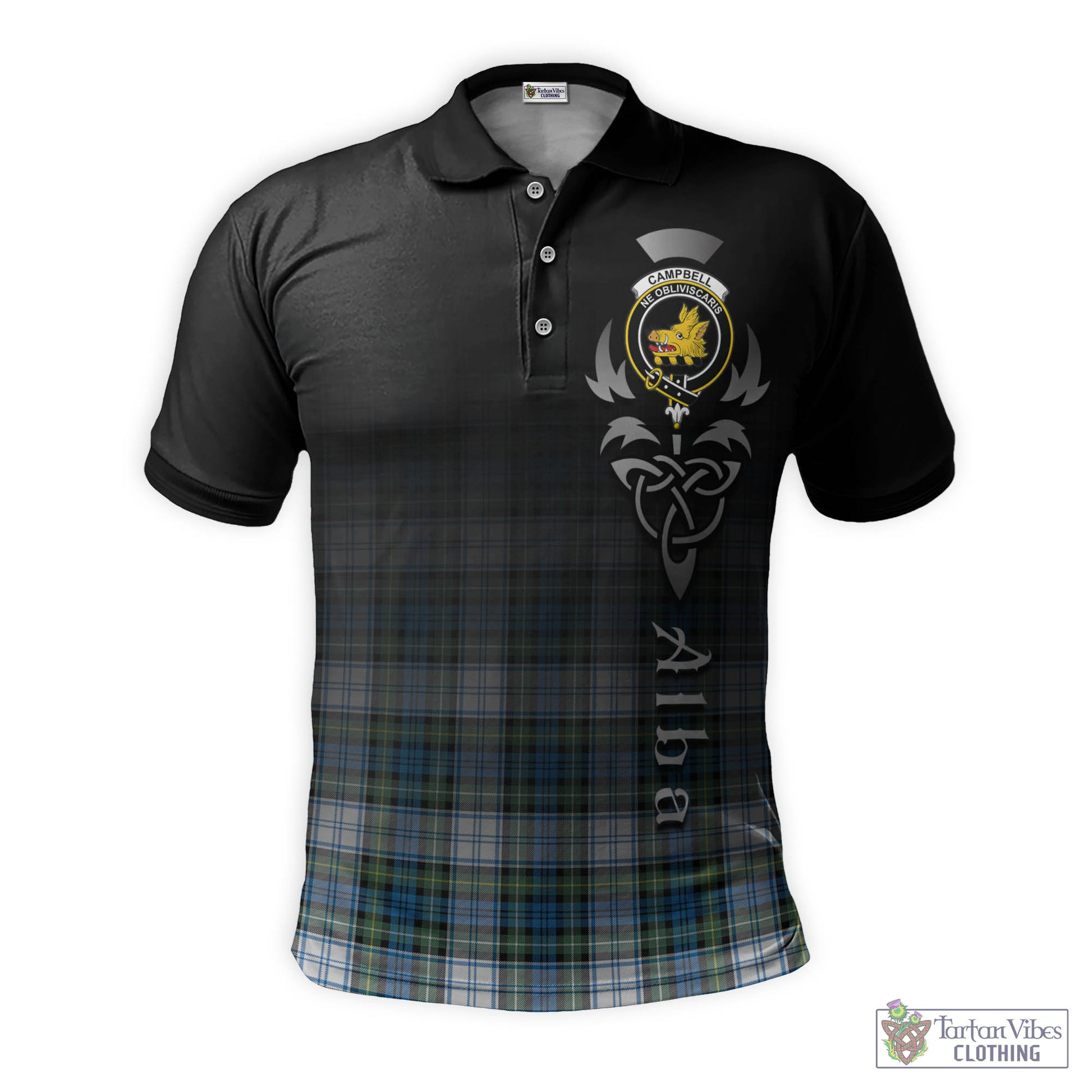 Tartan Vibes Clothing Campbell Dress Ancient Tartan Polo Shirt Featuring Alba Gu Brath Family Crest Celtic Inspired