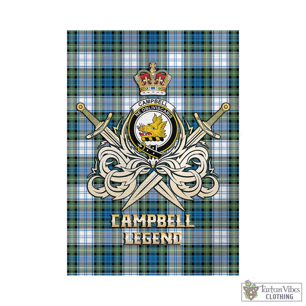 Tartan Vibes Clothing Campbell Dress Ancient Tartan Flag with Clan Crest and the Golden Sword of Courageous Legacy