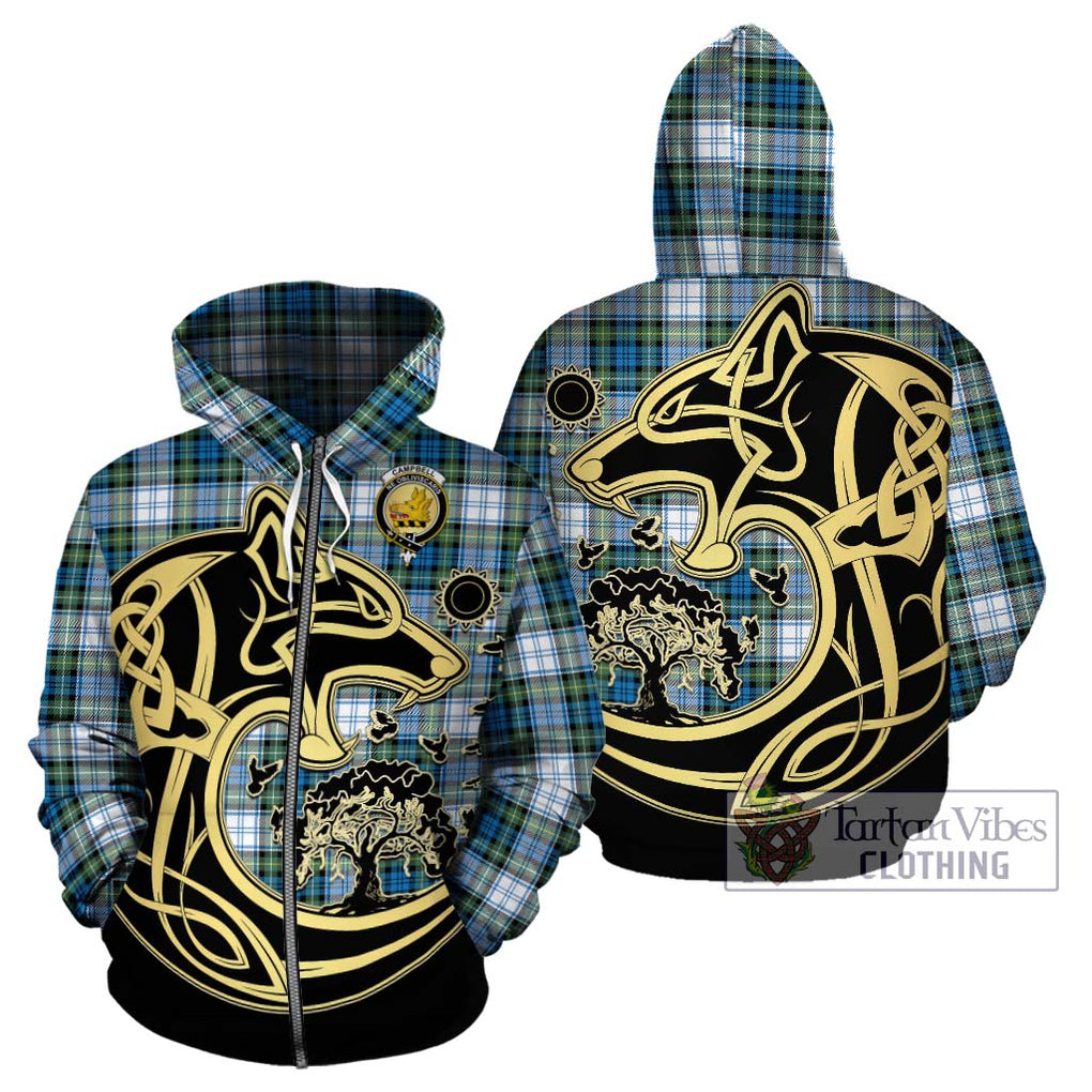 Campbell Dress Ancient Tartan Hoodie with Family Crest Celtic Wolf Style - Tartan Vibes Clothing