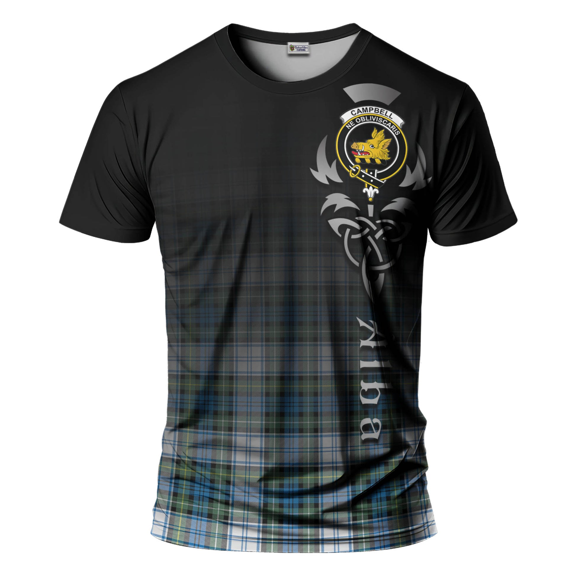 Tartan Vibes Clothing Campbell Dress Ancient Tartan T-Shirt Featuring Alba Gu Brath Family Crest Celtic Inspired