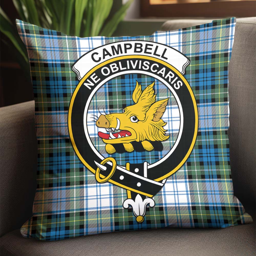 Campbell Dress Ancient Tartan Pillow Cover with Family Crest - Tartanvibesclothing