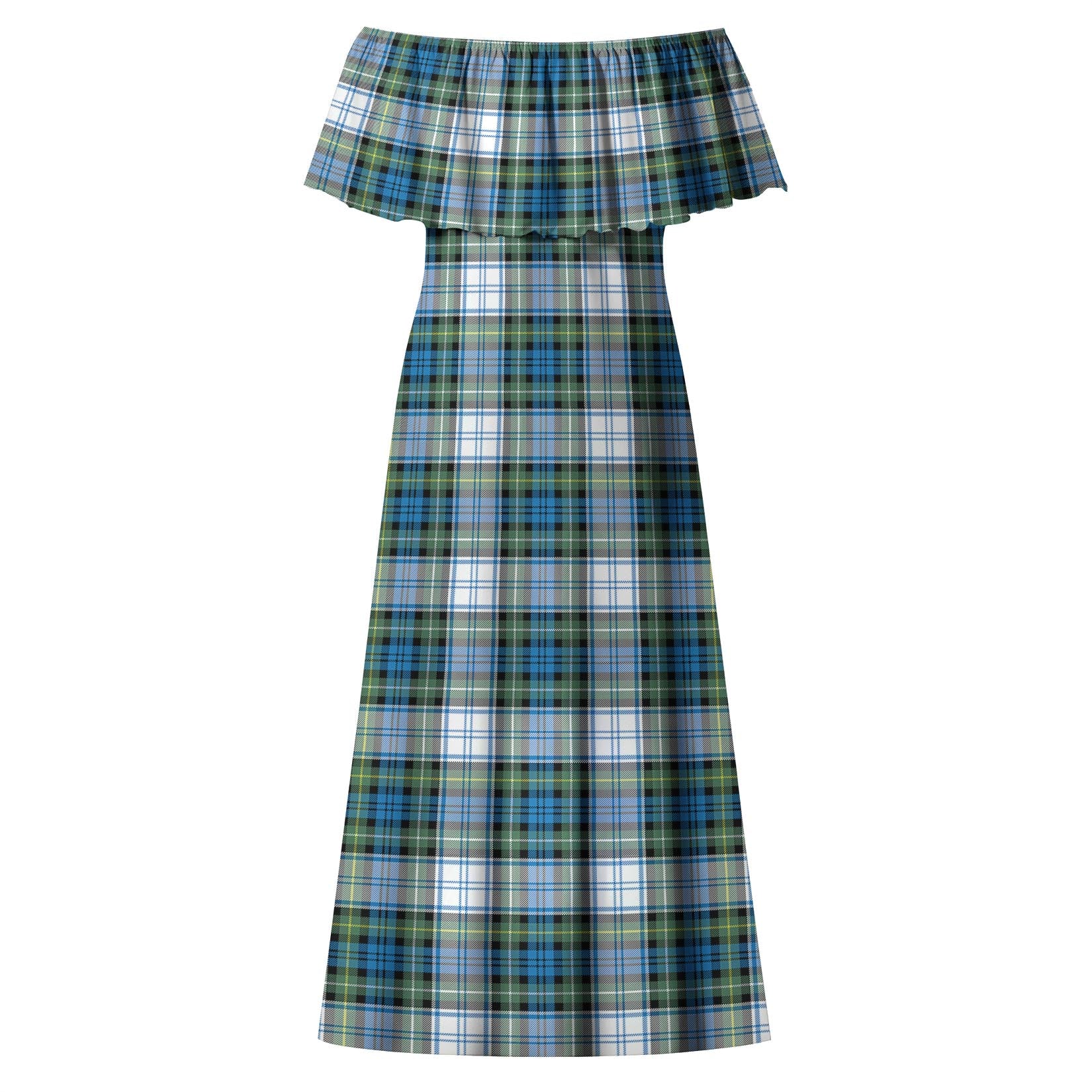 Campbell Dress Ancient Tartan Off Shoulder Long Dress - Tartanvibesclothing