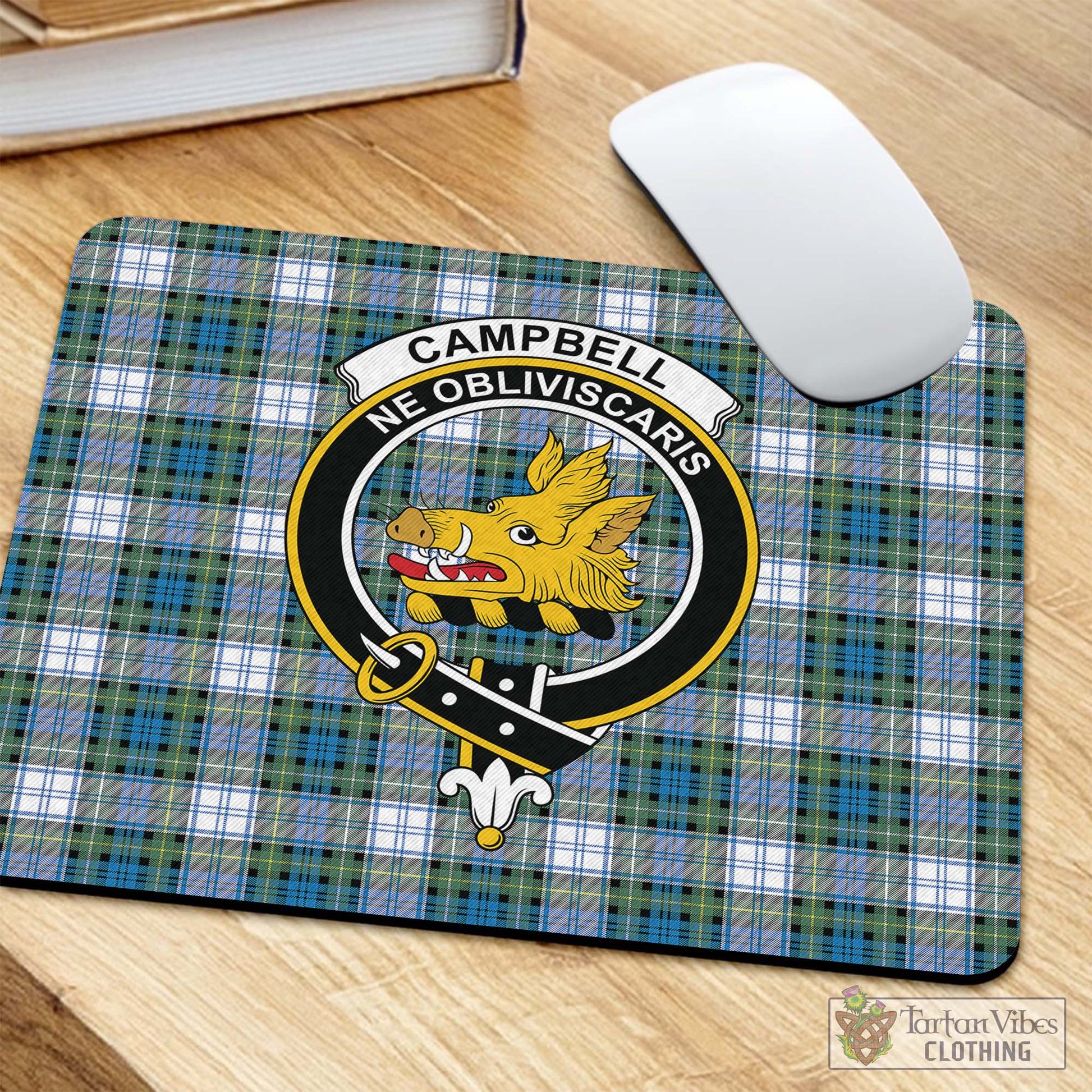 Tartan Vibes Clothing Campbell Dress Ancient Tartan Mouse Pad with Family Crest