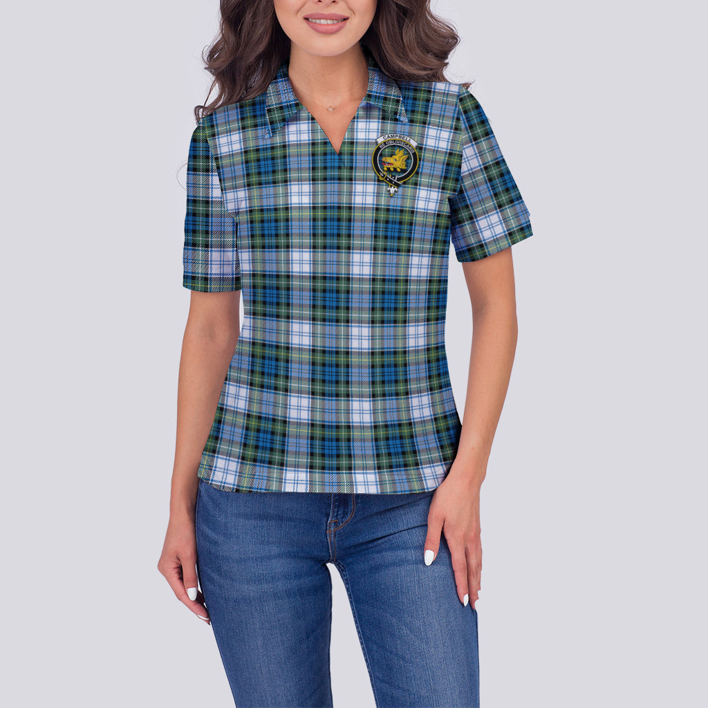 Campbell Dress Ancient Tartan Polo Shirt with Family Crest For Women - Tartan Vibes Clothing