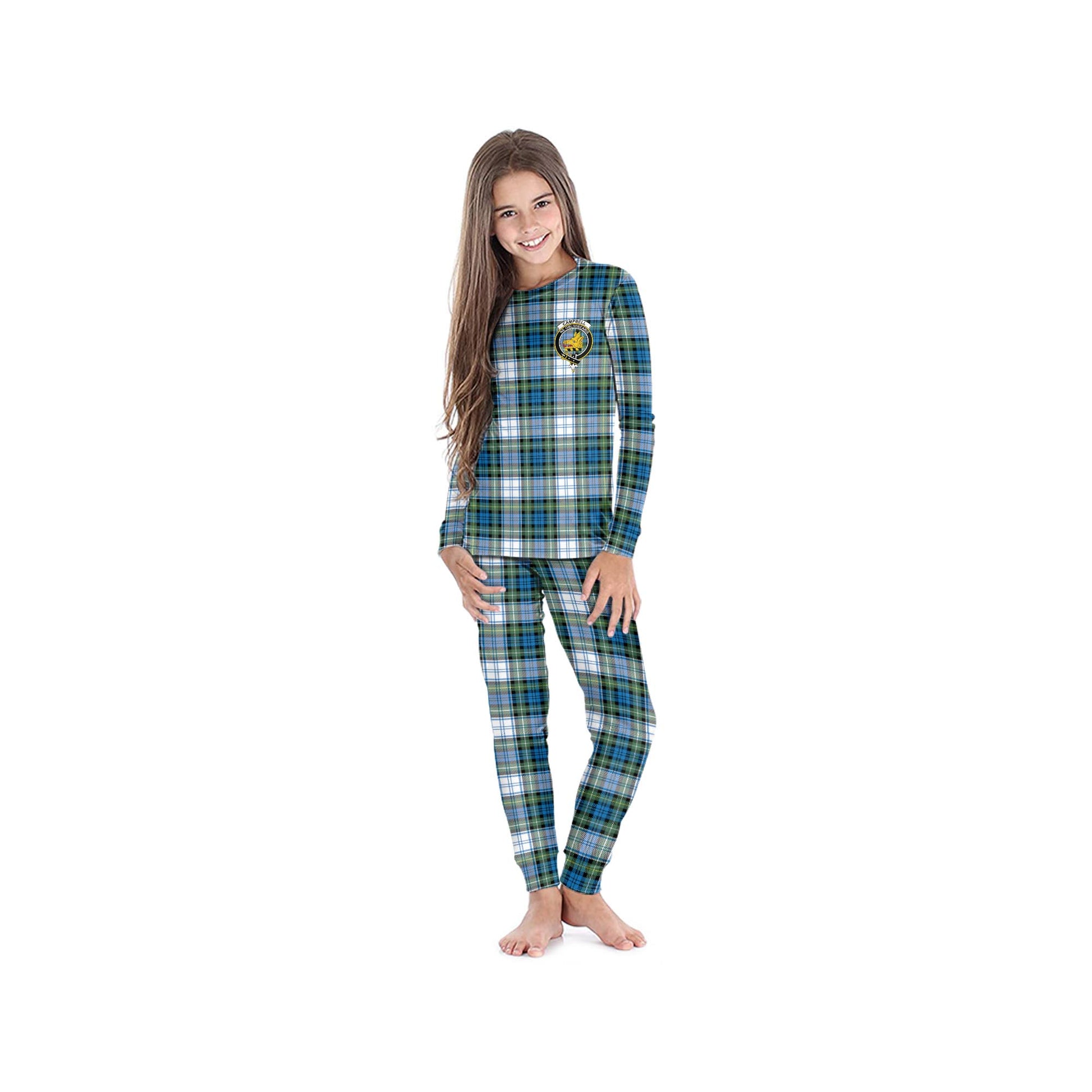 Campbell Dress Ancient Tartan Pajamas Family Set with Family Crest - Tartan Vibes Clothing