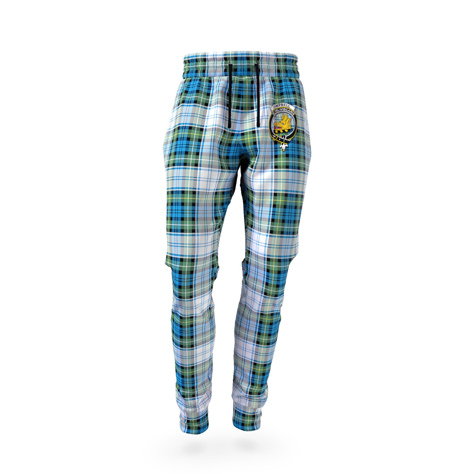 Campbell Dress Ancient Tartan Joggers Pants with Family Crest - Tartan Vibes Clothing