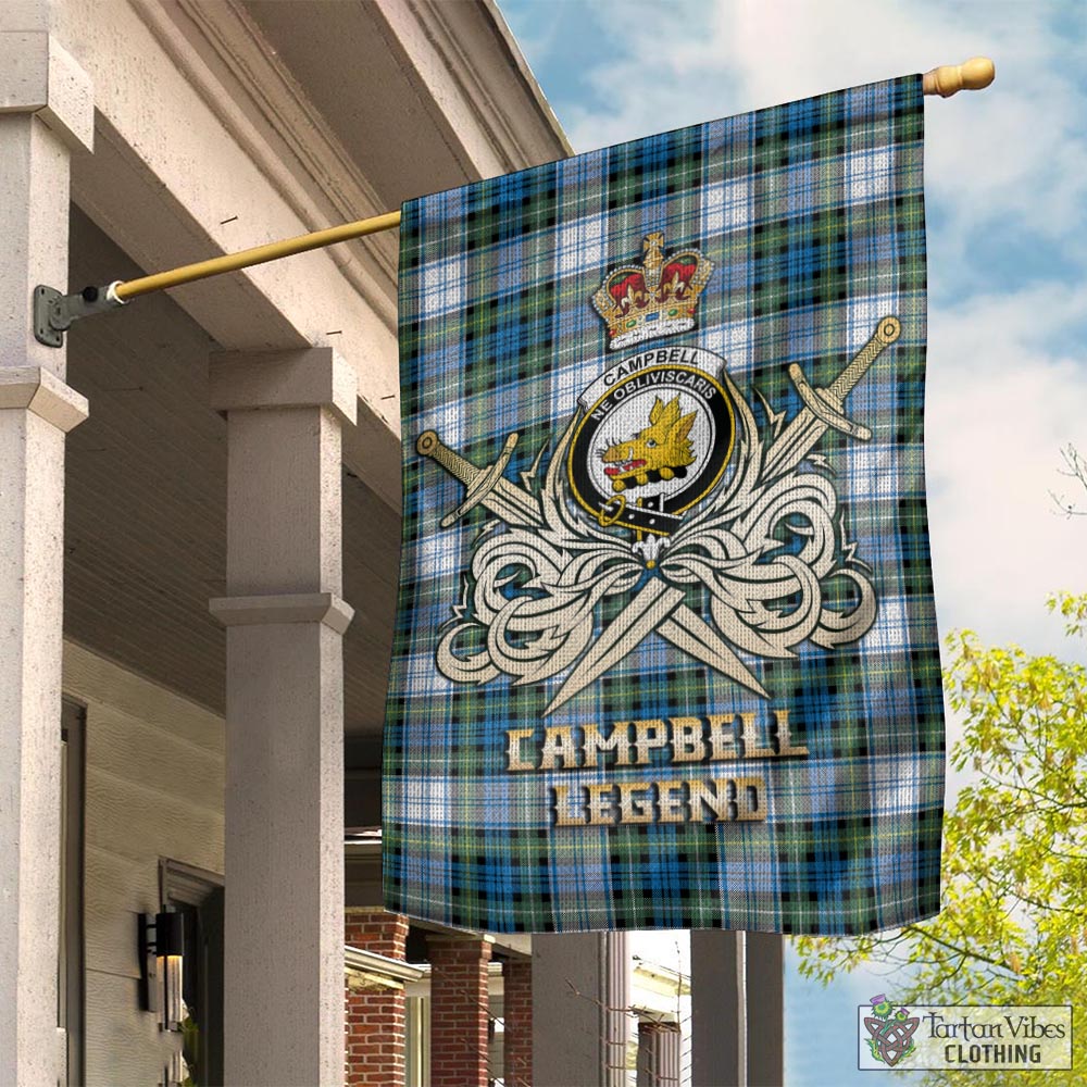 Tartan Vibes Clothing Campbell Dress Ancient Tartan Flag with Clan Crest and the Golden Sword of Courageous Legacy