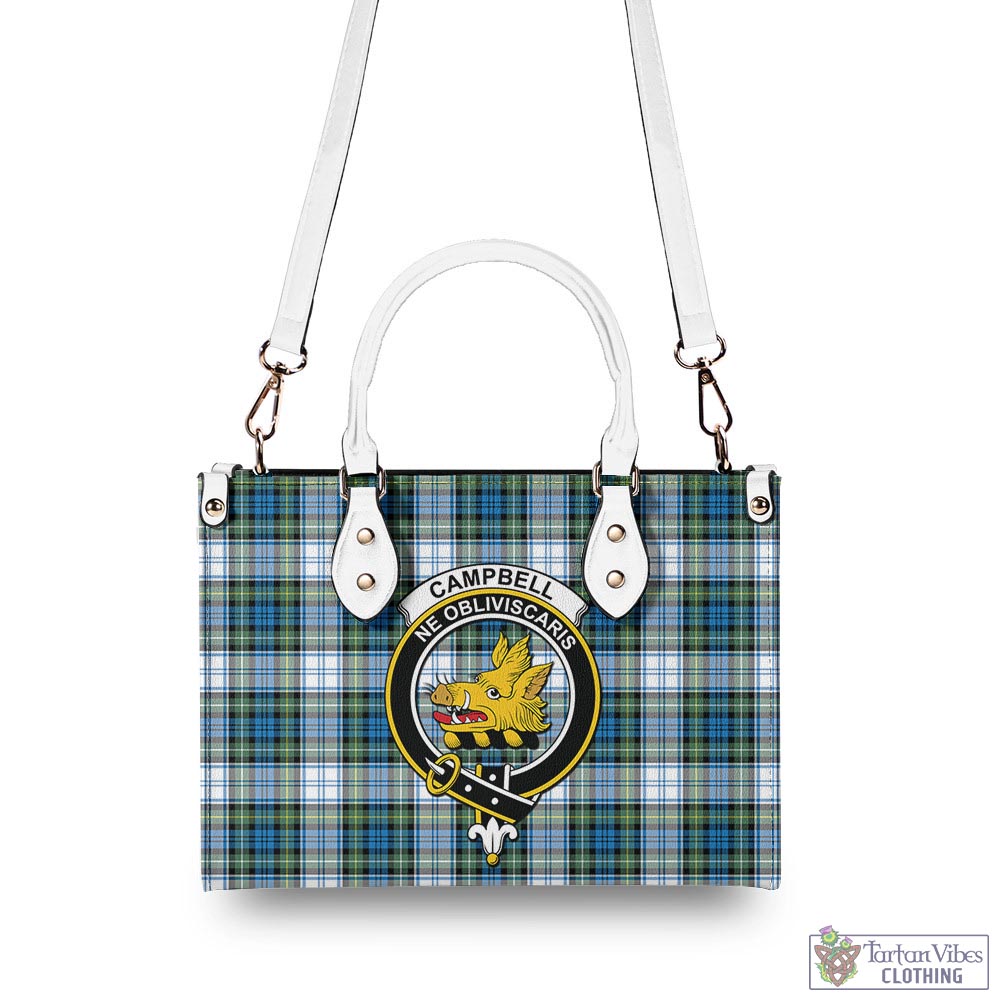 Tartan Vibes Clothing Campbell Dress Ancient Tartan Luxury Leather Handbags with Family Crest