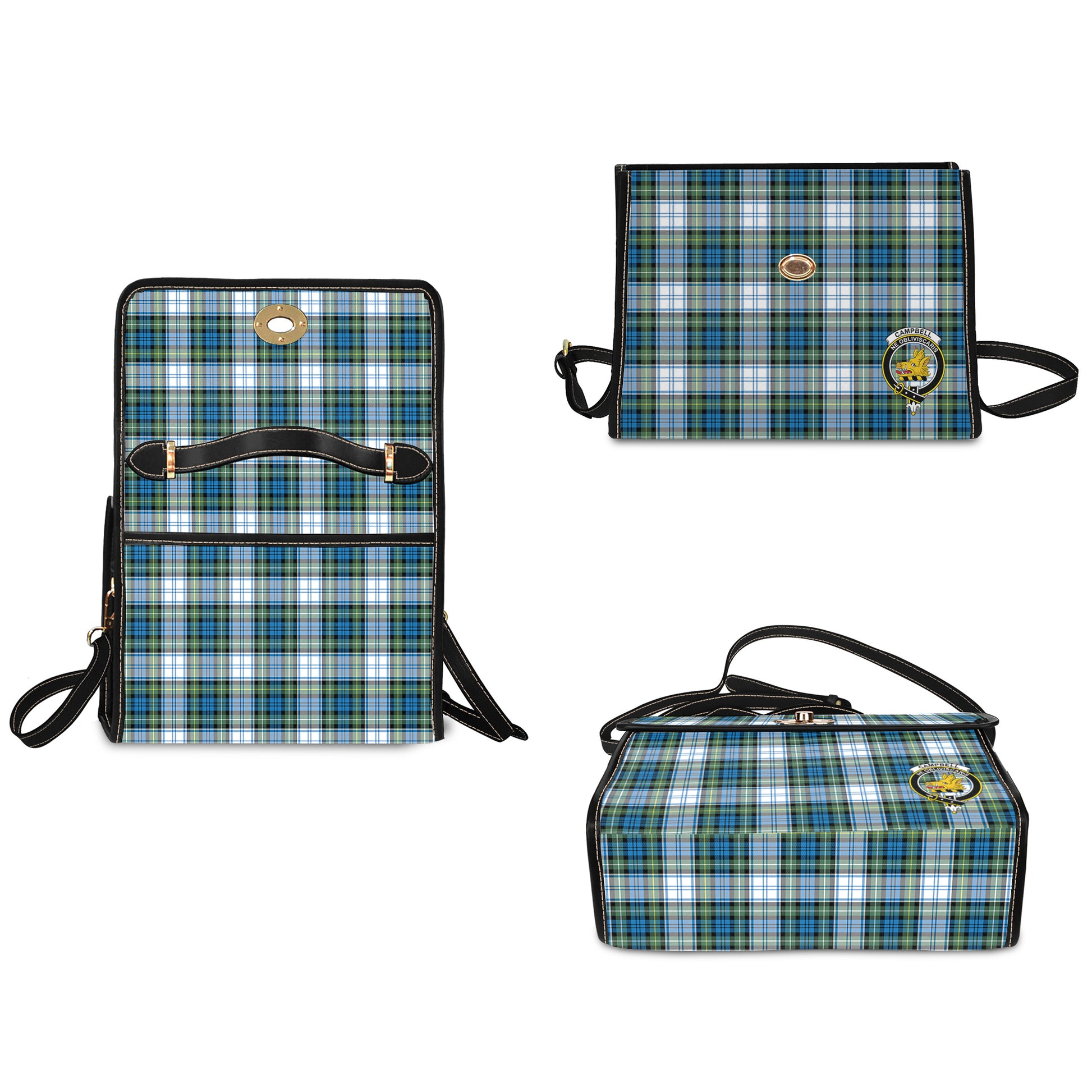 campbell-dress-ancient-tartan-leather-strap-waterproof-canvas-bag-with-family-crest