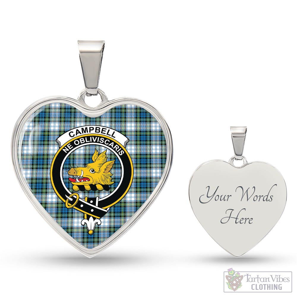 Tartan Vibes Clothing Campbell Dress Ancient Tartan Heart Necklace with Family Crest