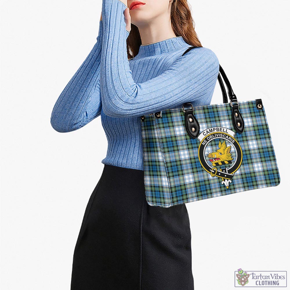 Tartan Vibes Clothing Campbell Dress Ancient Tartan Luxury Leather Handbags with Family Crest