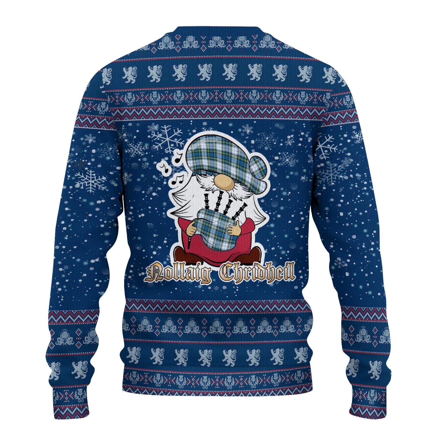 Campbell Dress Ancient Clan Christmas Family Knitted Sweater with Funny Gnome Playing Bagpipes - Tartanvibesclothing