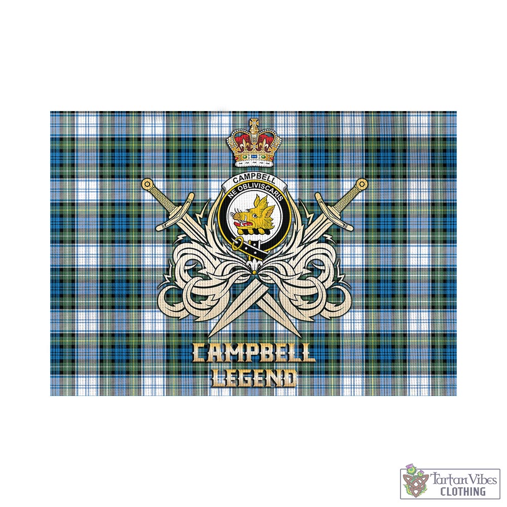 Tartan Vibes Clothing Campbell Dress Ancient Tartan Flag with Clan Crest and the Golden Sword of Courageous Legacy