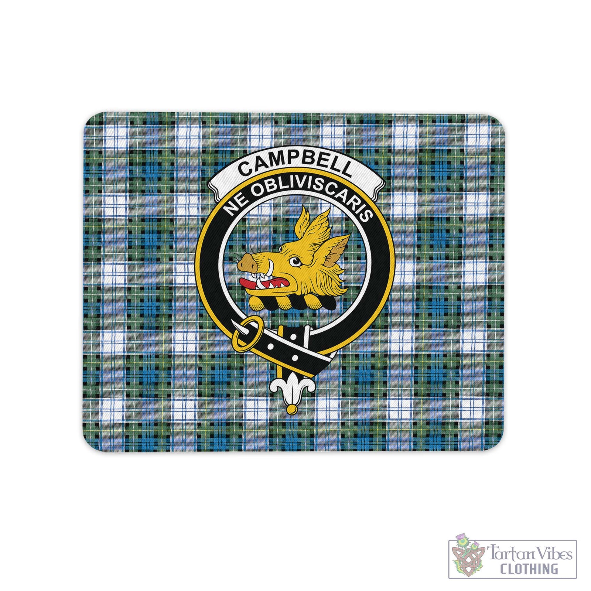 Tartan Vibes Clothing Campbell Dress Ancient Tartan Mouse Pad with Family Crest