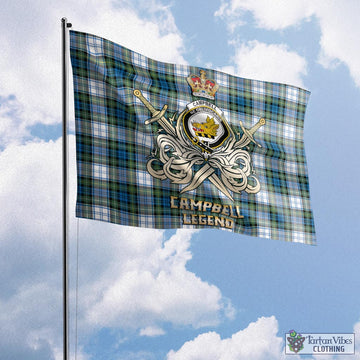 Tartan Vibes Clothing Campbell Dress Ancient Tartan Flag with Clan Crest and the Golden Sword of Courageous Legacy