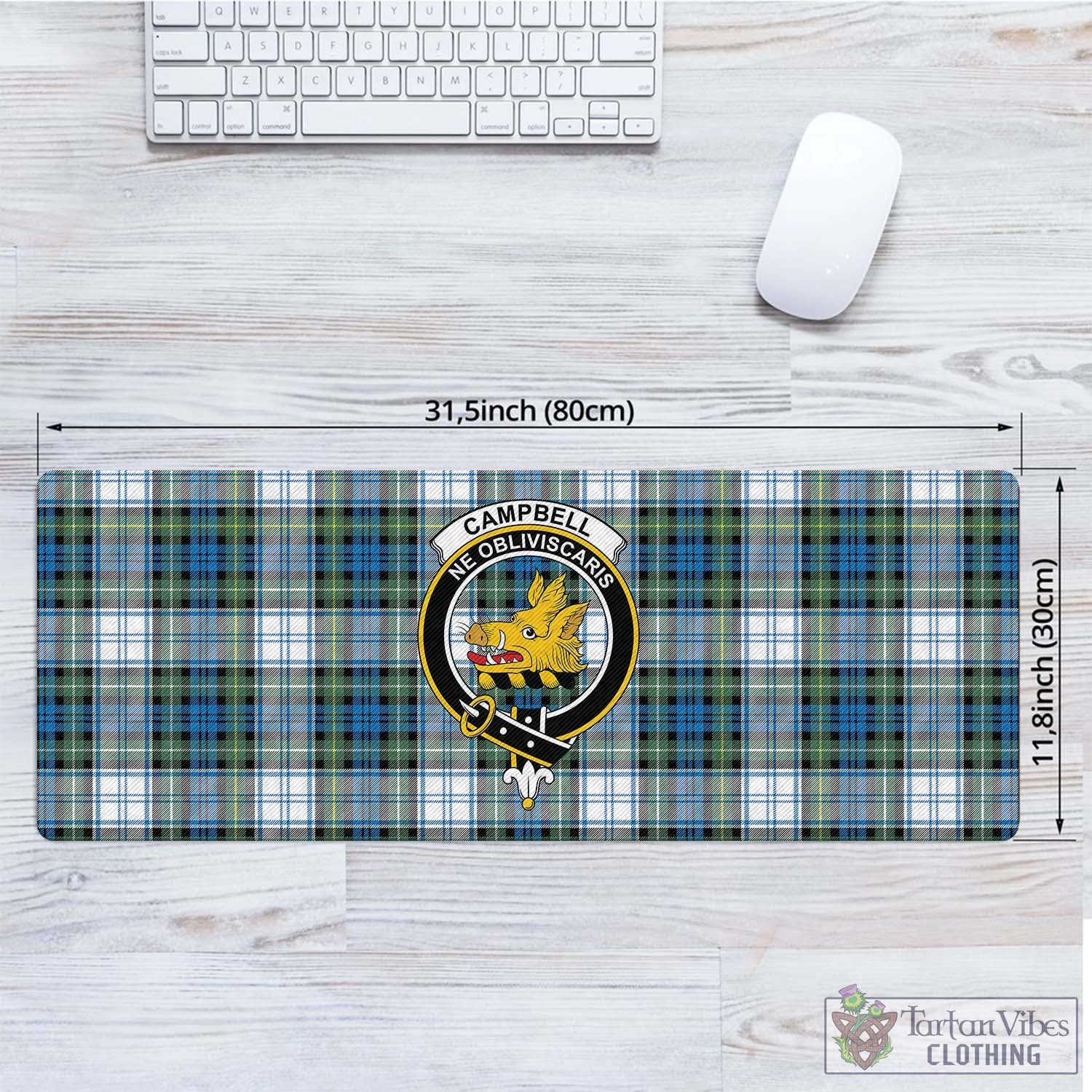 Tartan Vibes Clothing Campbell Dress Ancient Tartan Mouse Pad with Family Crest